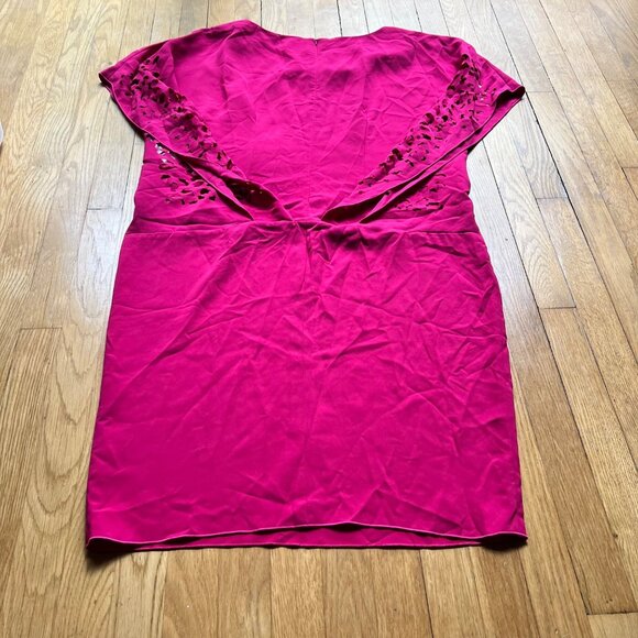 Rene Ruiz Size 16 NEW Hot Berry Pink Cocktail Lace Cutout Cap Sleeve Crepe Dress - Picture 1 of 11